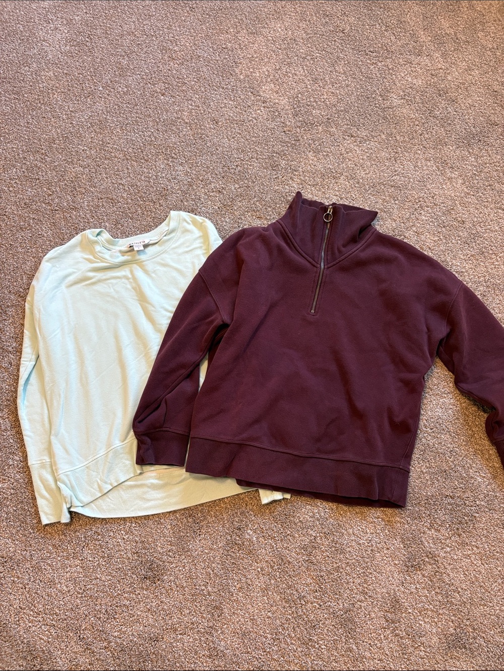 Athleta bundle - Maroon Quarter-Zip Pullover & Mint Long Sleeve sweatshirtBundle